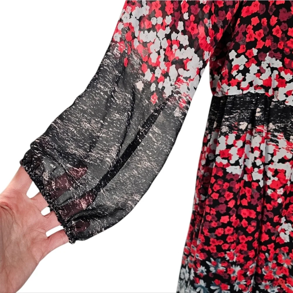 Nine West Floral Dress Black and Red Size 12 - Picture 6 of 11